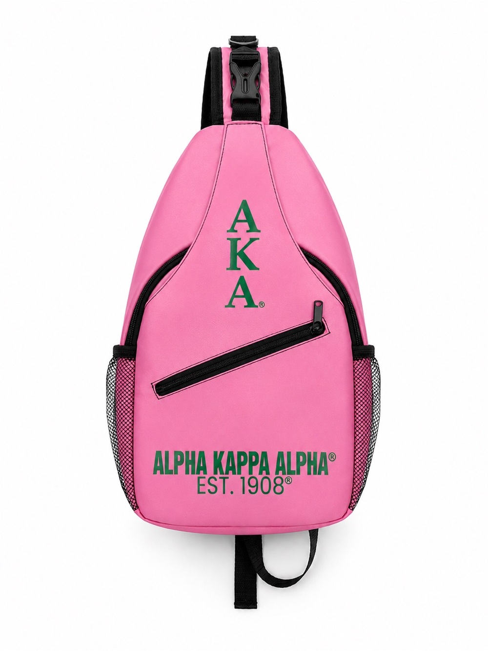 Alpha Kappa Alpha Pink Sling Backpack with Green Logo